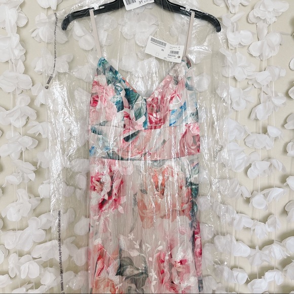 Eliza J floral print embroidered mesh gown - Picture 7 of 10